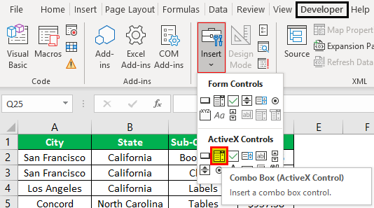 Search Box in Excel Example 1.1