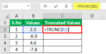 TRUNCATE Excel Function - Example 1-2