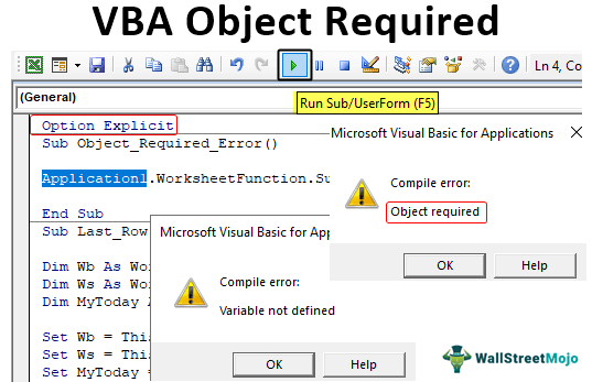 runtime blunders 424 object required in vba excel