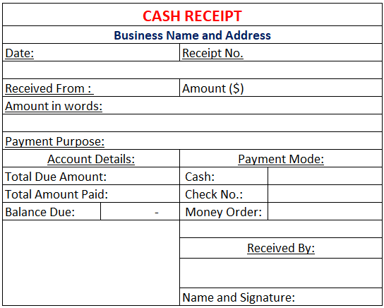 cash receipts
