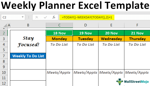 Excel Weekly Planner Template Step By Step Calendar Examples