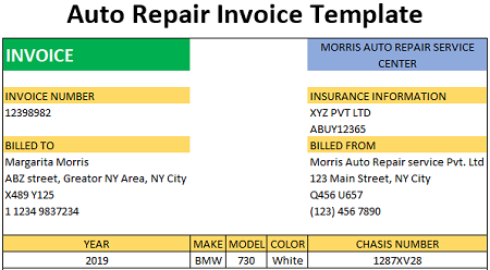 Auto Repair Invoice Template Free Download Ods Excel Pdf Csv