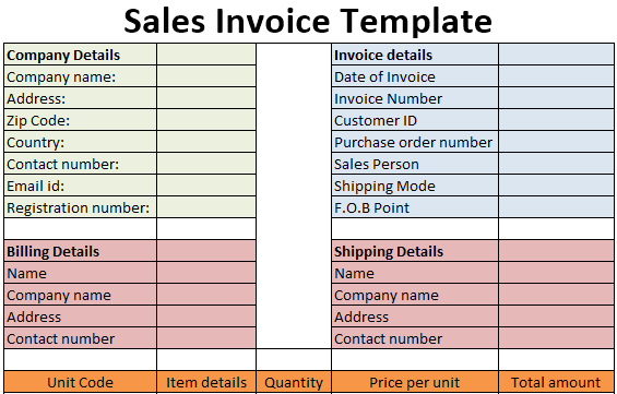 Sales Invoice Template Free Download Ods Excel Pdf Csv