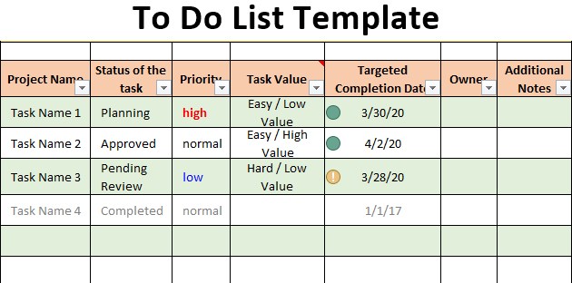 To Do List Template Free Download Ods Excel Pdf Csv