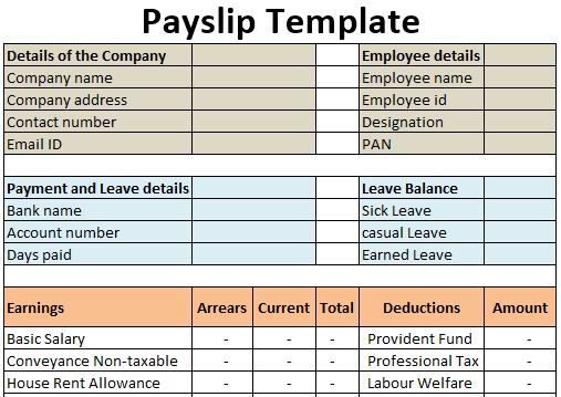Payslip Template Free Download Ods Excel Pdf Csv