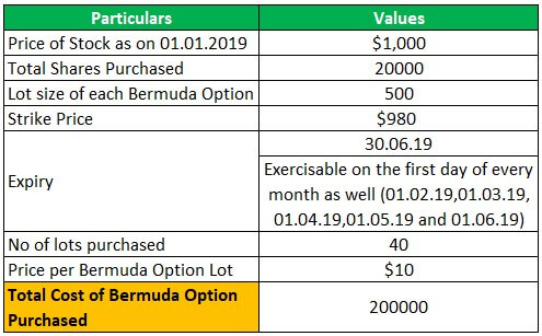 Bermuda Option Example