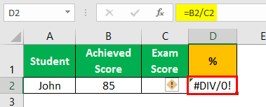 Div0 Error in Excel Example 1.3