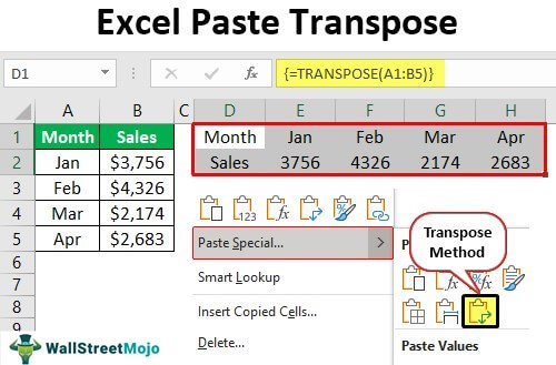paste and transpose excel shortcut