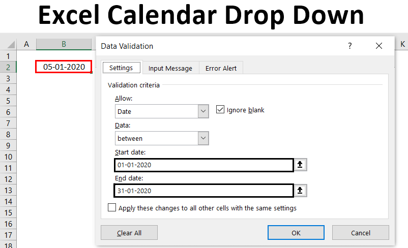creating a drop down calendar in excel