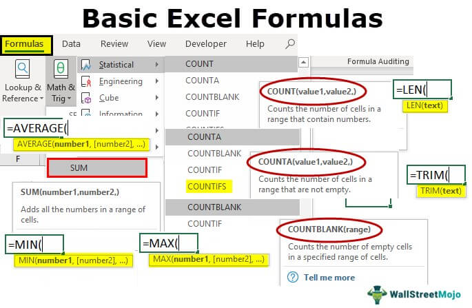 Basic Excel Formulas - Top 10 Formulas, Basic Functions